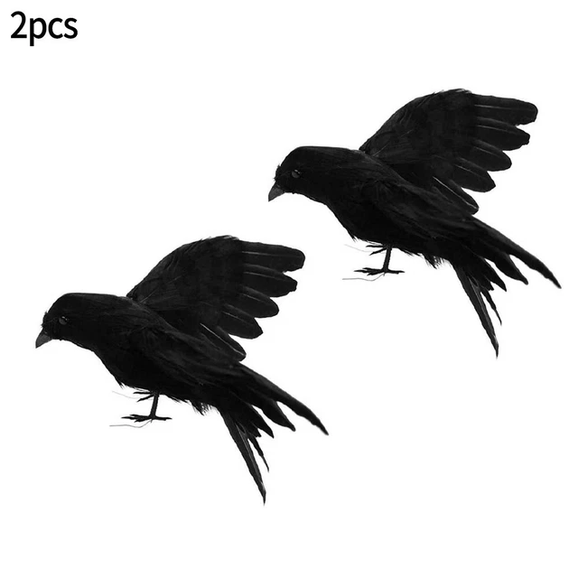 Decorazione Halloween finto corvo nero decorazione uccellini finta piuma di corvo + plastica