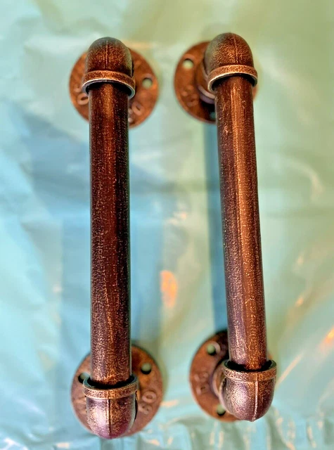Industrial Pipe Bronze Finish Iron Barn Door Pull/Towel Rack/Grab Bars