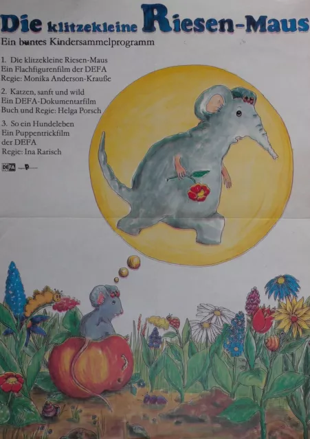 Kinderfilm Riesen-Maus 3 Filme Grafik Gabriela Koenig 1988 Plakat DDR 59x42 cm
