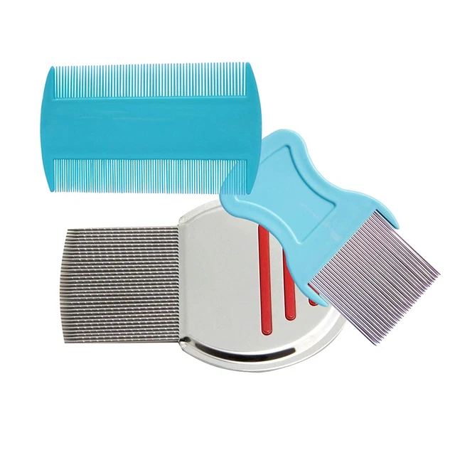 3 Pcs Dandruff Comb remover tool and Fine Tooth  Lice hair removal blue and new
