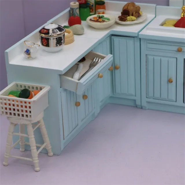 4 pz bambole scala 1:12a casa miniatura piano di lavoro armadio angolo mobili da cucina 3