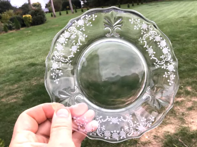 Fostoria Meadow Rose 7 3/8” Plates 1940s-50s Set of (6) Acid Etch Pattern CLEAR
