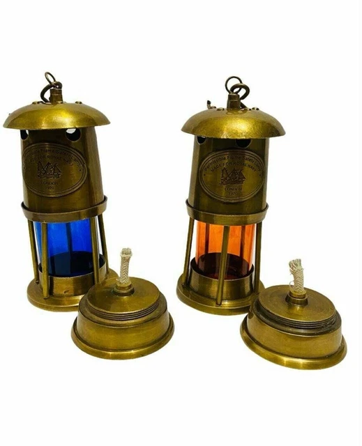 Nautische Antik-Messing-Lampe, Schiff, Boot, Laterne, Dekoration, 2er-Set