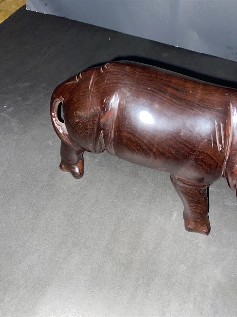 Stunning Vintage Ironwood Rhinocerous Hand Carved 10" long x 6" tall 3