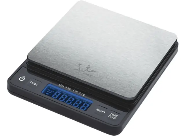 Balanza de cocina - Jata 773, Peso máximo 3kg, Pantalla LCD, Acero inoxidable, N