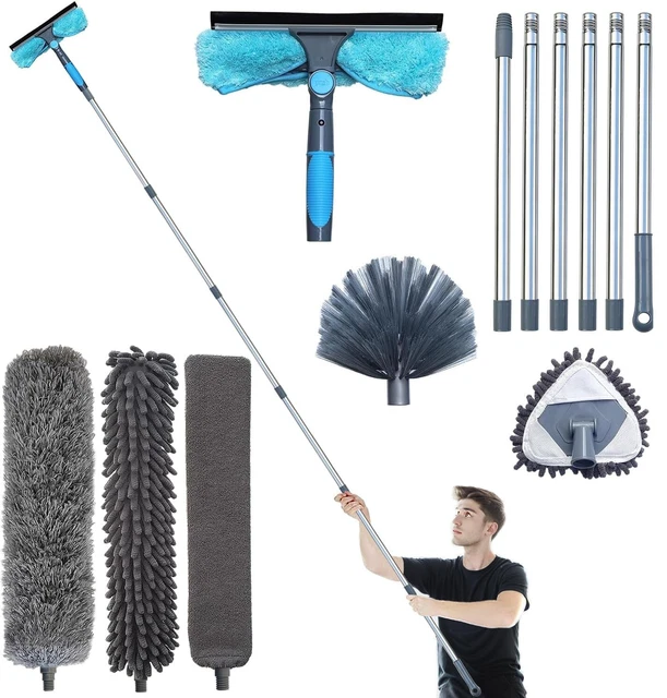 6 PCS HOUSE Cleaning Duster Kit, Extension Poles,15 Foot High Reach ...