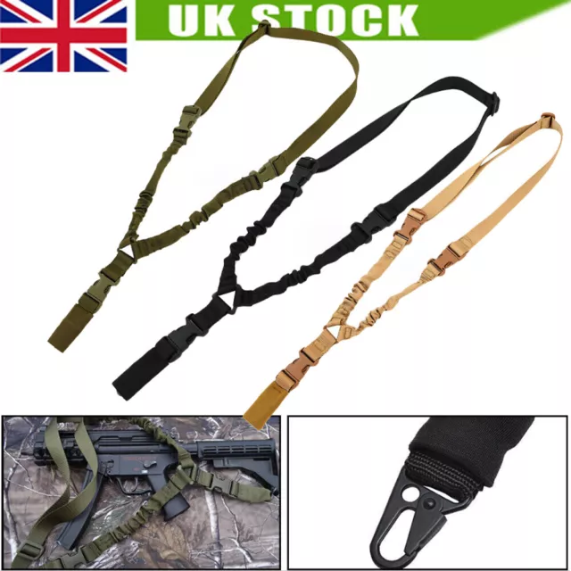 UK Tactical 1 One Single Point Rifle Sling Bungee Airsoft Gun Adjustable Strap
