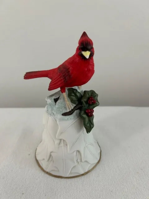 AVON Christmas Cardinal Bird and Flower Porcelain Bell  (VINTAGE}