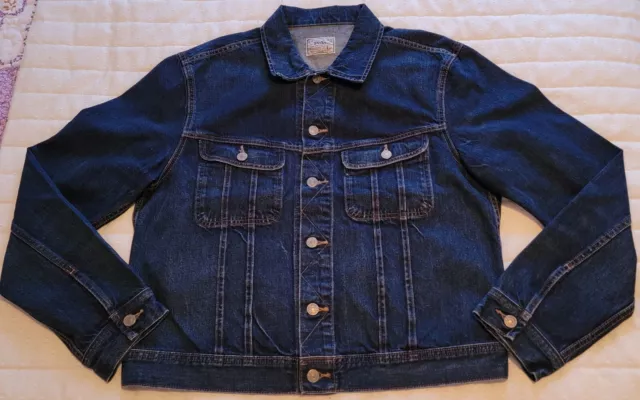 Polo Ralph Lauren Womens Denim Trucker Jean Jacket Dark Wash Cotton L Large EUC