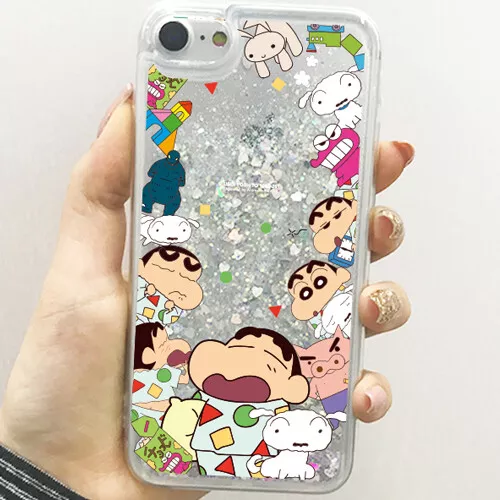 Crayon Shin-Chan Pattern Glitter Case for iPhone 15 14 13 12 11  Pro Max mini +