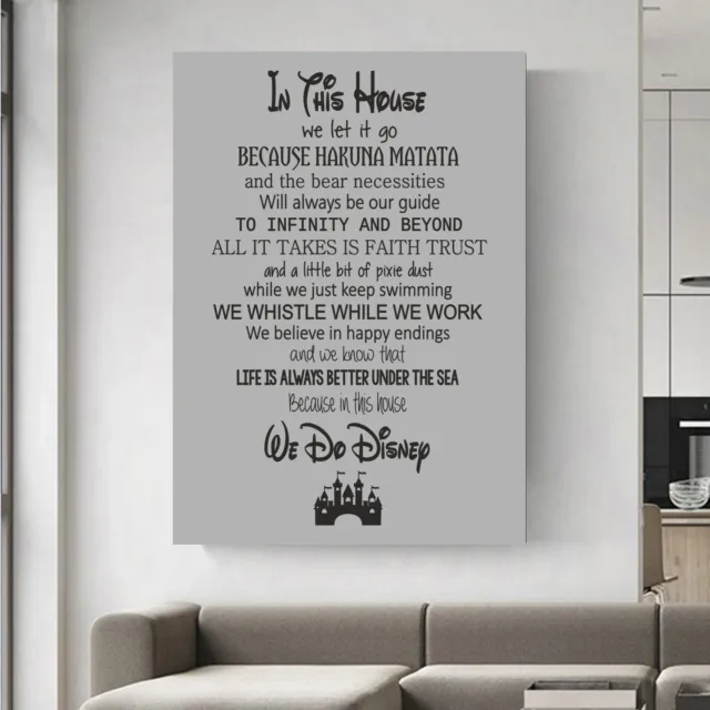 In this house we do Disney printed wrapped Wooden Framed canvas or Paper Print 2