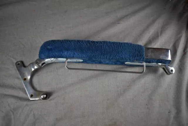 Vintage Paidar Barber Chair Chrome Blue Cush Right Arm Rest w/ Towel Bracket