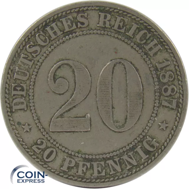 *** 20 Pfennig 1887 A Deutsches Kaiserreich Jaeger 6