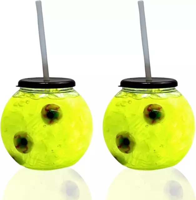 Clear Plastic Fish Bowls for Drinks with Lids and Straws - Fish Bowl Drink Cups