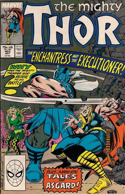 THOR #403 : MARVEL COMICS : TOM DeFALCO/RON FRENZ/JOE SINNOTT : 1989 : vf(7.5) ~