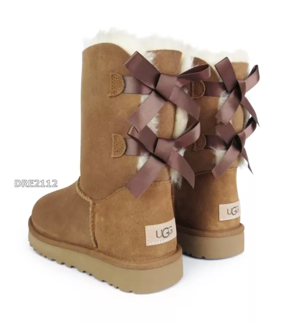 UGG Bailey Bow II Chestnut Suede Fur Boots Womens Size 8 -NIB-