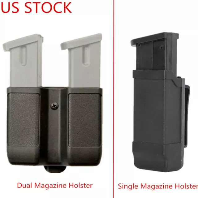 Tactical Single/Dual Magazine Holster Double Stack Mag Holder for 9mm to .45 Cal