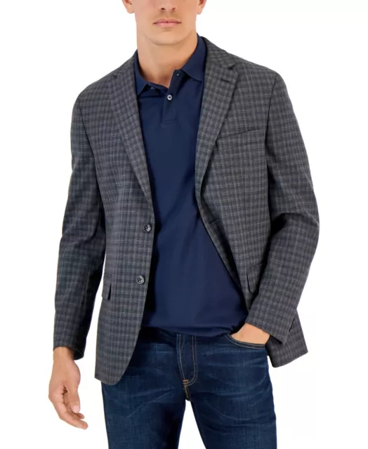 Tommy Hilfiger Mens Modern Fit Check Sport Coat Charcoal Brown 38S