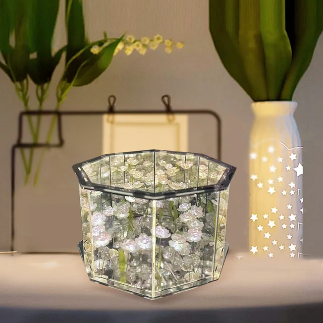 DIY LED TULIP/ROSE Mirror Night Light Magic Cube Mirror Cube Lamp