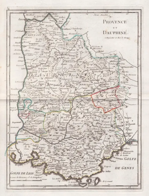 Provence Dauphine Marseille gravure carte map Karte Kupferstich Le Rouge