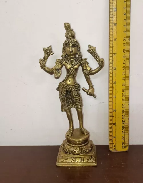 Venkateshwara Dios Krishna Estatua Flauta EN Mano Latón De pie Deidad Figura HK478