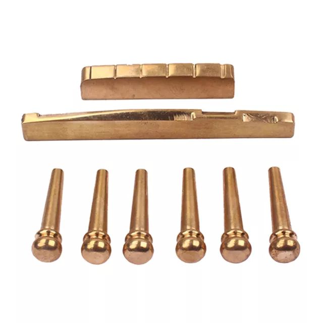 6pcs Golden Brass Bridge Pins mit Sattelmutter Set für Akustikgitarre