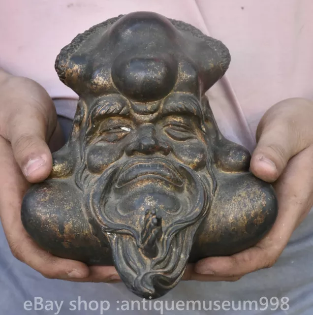 7.6 "rare bouddhiste en cuivre du Bouddha tête de Rohan l'antiquité chinoise