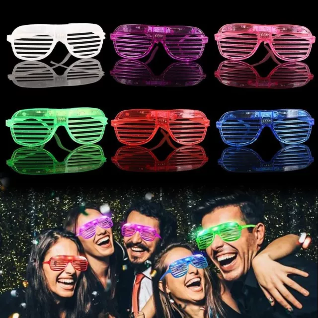 Neon Glow Party Sunglasses Light Up Shutter Shades LED Glow Glasses Party Set