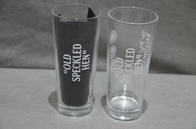Pair Of (2) Old Speckled Hen Half Pint Glass Distinctive English Pale Ale CE M20