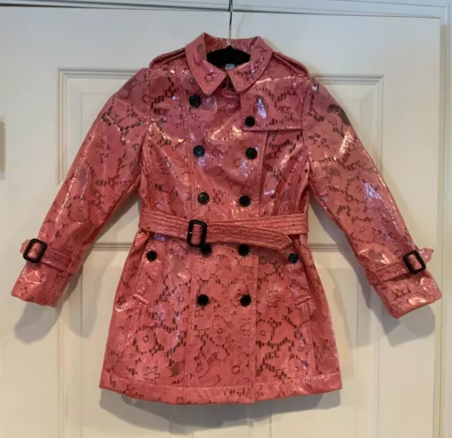 Burberry Children Pink Lace Eastheath Lace Trench Coat, Size 7Y NWT $1,595