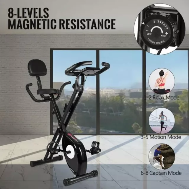 Vélo D'appartement Pliable 8 Niveaux Résistance Ecran LCD Fitness Cardio Gym