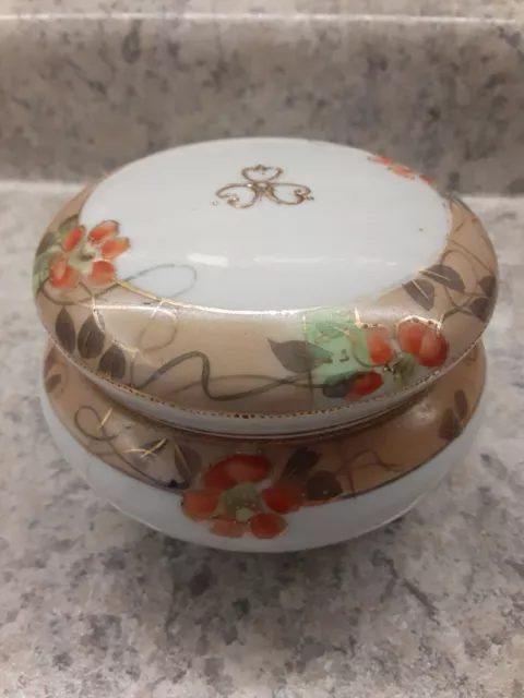 Nippon Footed Porcelain Trinket Box Hand Painted