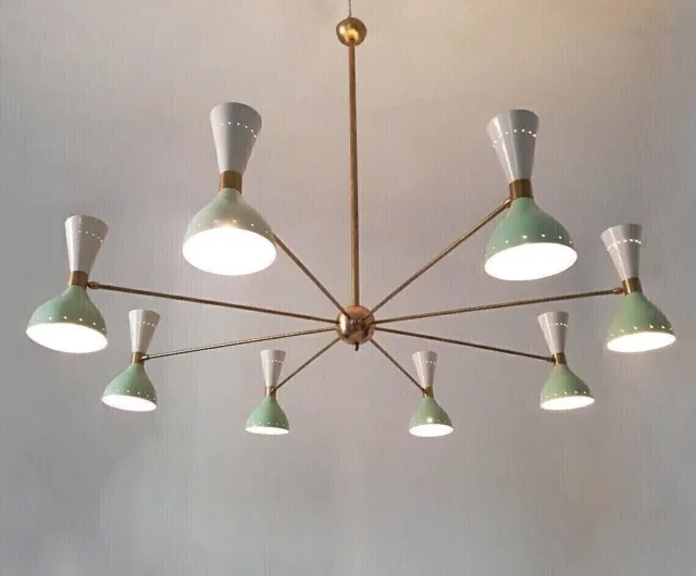 Italian Chandelier 8 Arms Mid Century Sputnik Ceiling Pendent Light in Polished