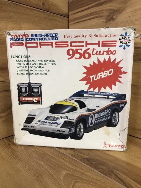 Vintage Taiyo Radio Racer Porsche 956 Turbo RC Car *Parts With Remote Rare