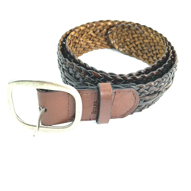 Rolfs Braided Bonded Leather Belt Womens Size Large  Brown  1 1/2"  Wide NEW