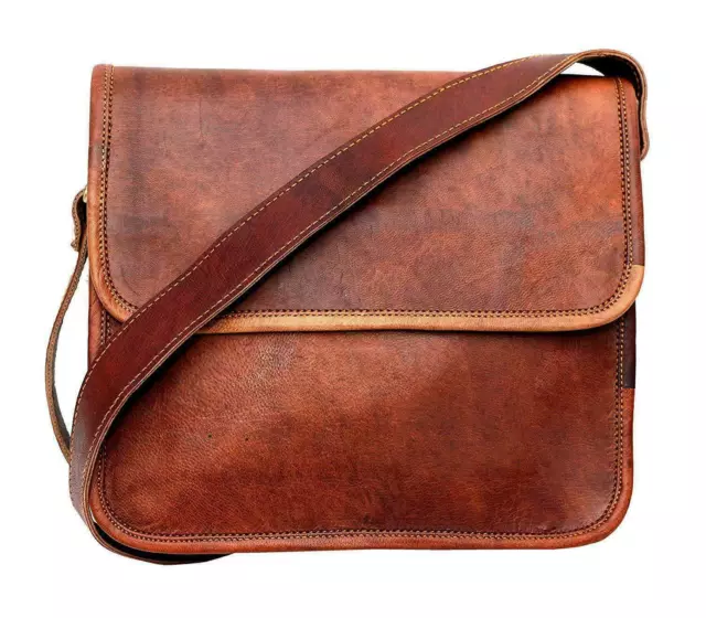 Nuevo Hombre Cuero Handmade Bandolera Cartera Estuche Portátil Lima Bolso Marrón