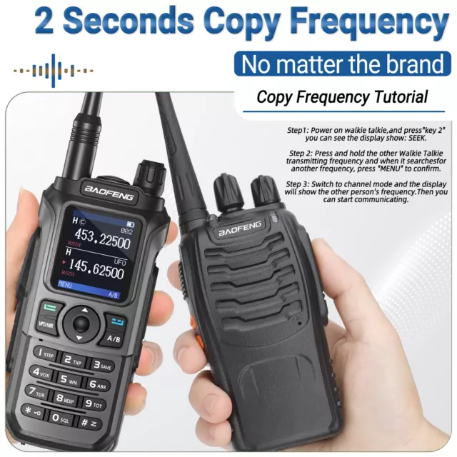 Walkie Talkie Baofeng UV-21 Pro V2 Tri Banda Tipo-C Largo Alcance Radio Aficionado de Dos Vías 3