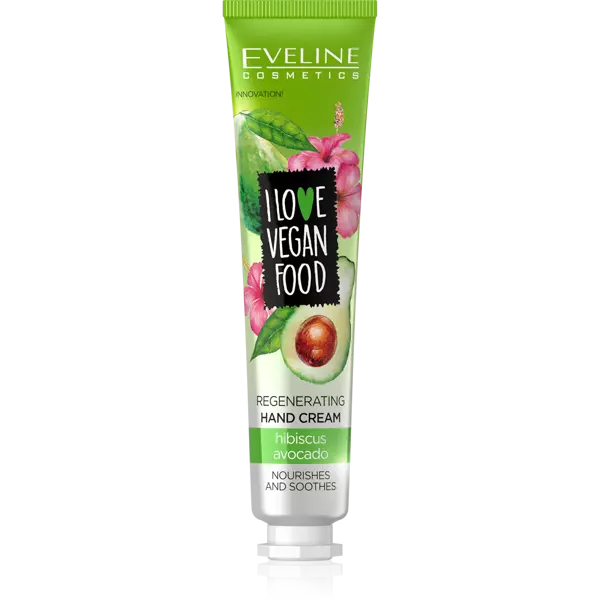 Eveline Love Vegan Food Regnerating Soothing Hand Cream Avocado Hibiscus 50ml