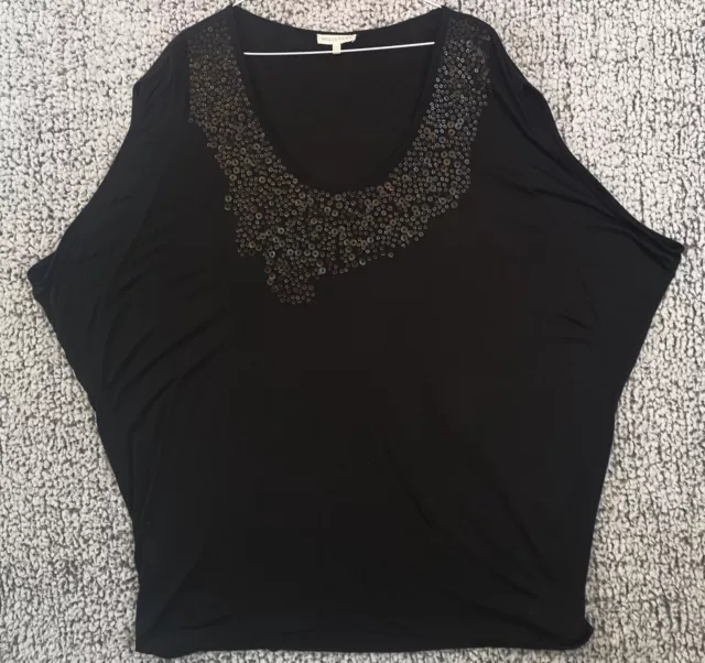 Womens Whistles Batwing Sequin Blouse UK 14 Black