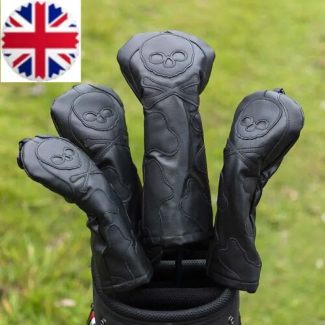 Black Golf Skull Driver Cover / Fairway Wood Headcover/Hybrid Club Head Cover UK