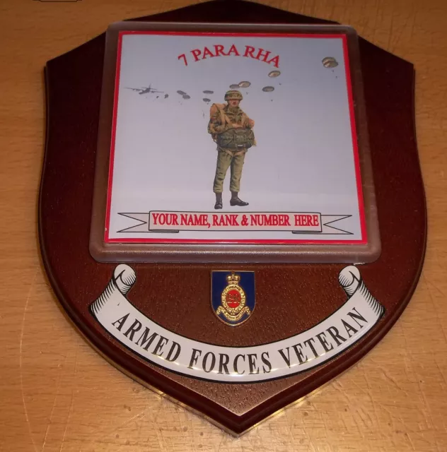 7 Para Royal Horse Artillery Veteran Wall Plaque with name, rank and number.