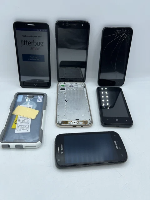 Lot of 6 Broken Cell Phones Various Brands LG ZTE Samsung For Parts