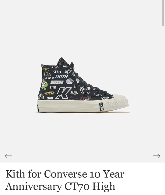 NEW KITH X Converse 10 year Anniversary CT70 Hi Sz 7.5 Black DS