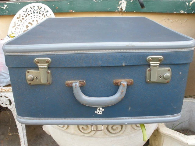 VINTAGE REVELATION REV ROBE SUITCASE 1970s ENGLAND BLUE SQUARE