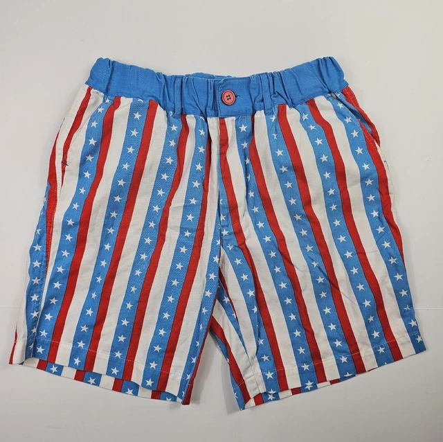 Tipsy Elves Men's Medium Red White Blue Stars Stripes Flag Pattern Shorts