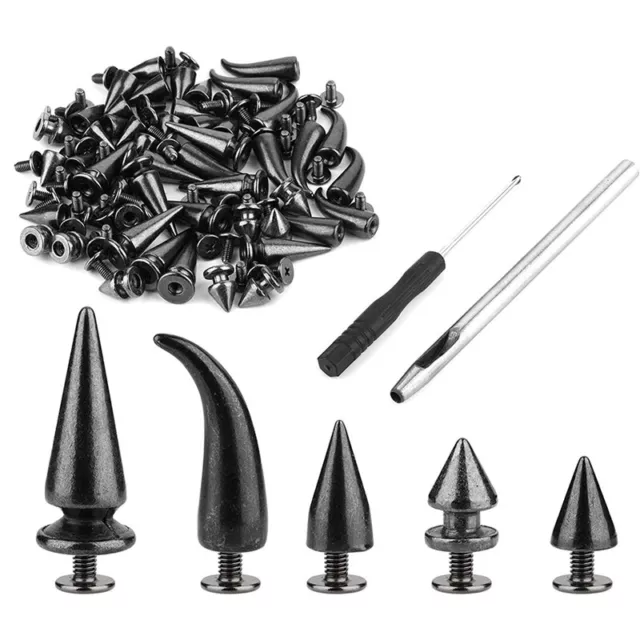 50 Sets Mixed Shape Cone Spikes Studs Rivet Kit for Punk  Clothing6801