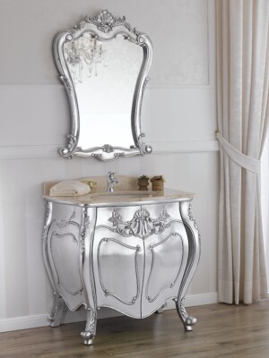 Anderson Comò e specchio Anderson stile Barocco Moderno arredo bagno bombato bi... 