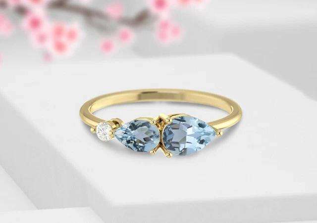 Natural gorgious santa maria aquamarine 14k gold ring, beautiful aquamarine Ring