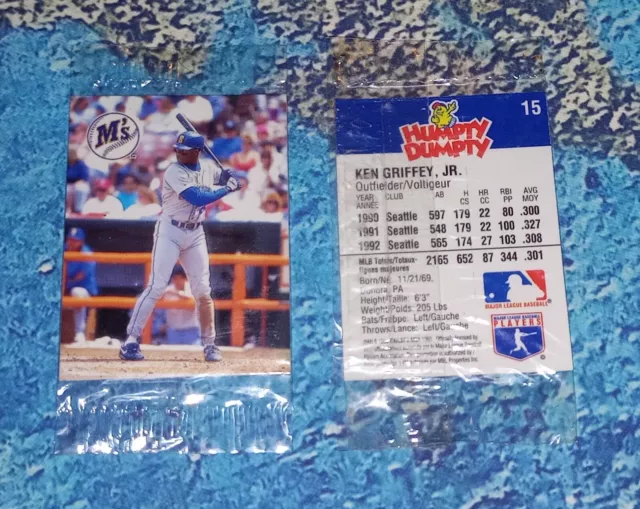 Ken Griffey Jr. 1993 Humpty Dumpty MLB Baseball Card #15 In Cello Wrapper