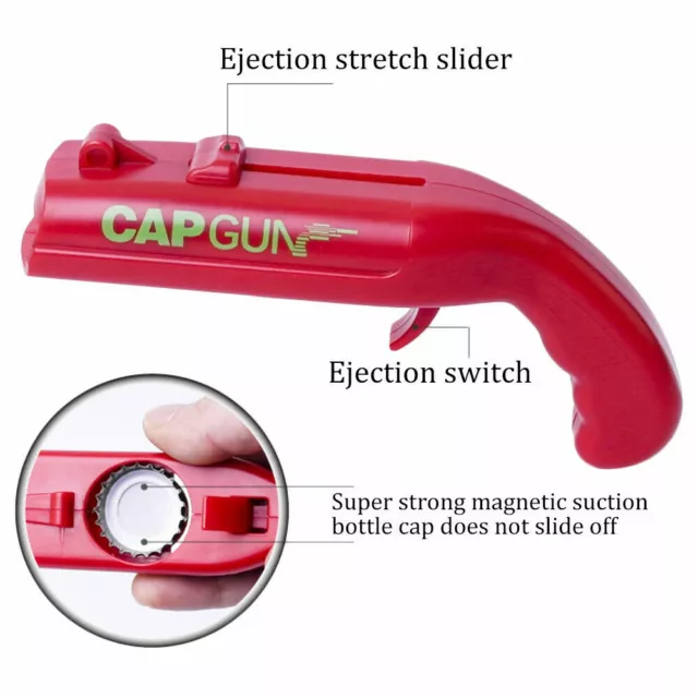 Cap Gun Beer Opener Drink Bottle Opener Launcher Shooter Game For Family&Bar USA 2